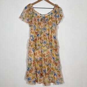 Cato Butterfly Mini Dress Wmns Medium Pink Cottagecore Fairycore Floral Ruffle